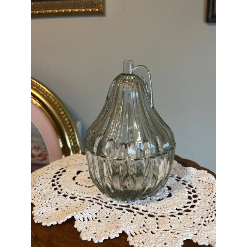 Vintage Pear Shaped Glass Candy Dish
